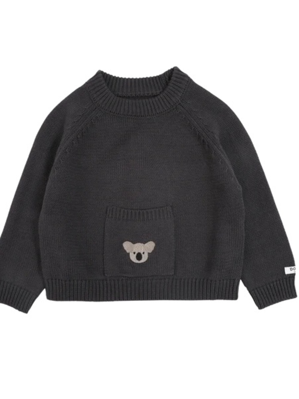 Kids Charcoal Knit Sweater with Koala Pocket